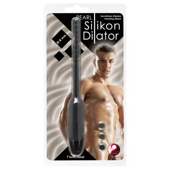 You2Toys Pearl Dilator - šlaplės vibratorius su rutuliukais - 0,8 cm juodas