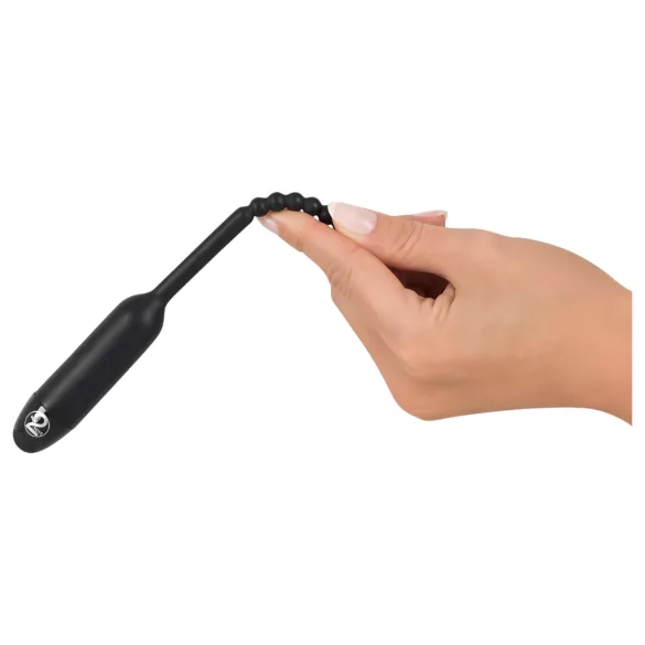 You2Toys Pearl Dilator - šlaplės vibratorius su rutuliukais - 0,8 cm juodas