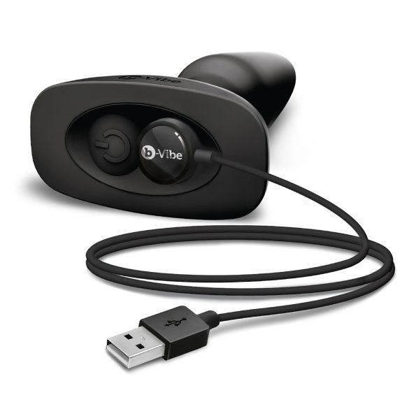 b-Vibe - sukamasis karoliukų, įkraunamas analinis vibratorius (juodas)