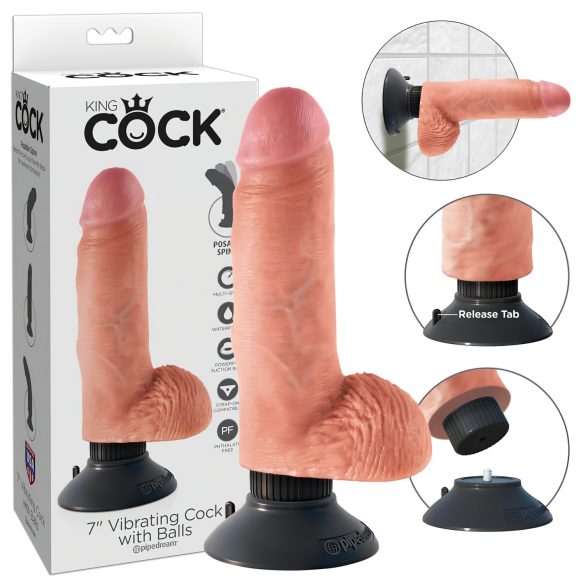 King Cock 7 siurbtuko vibratorius (18 cm) - natūralus