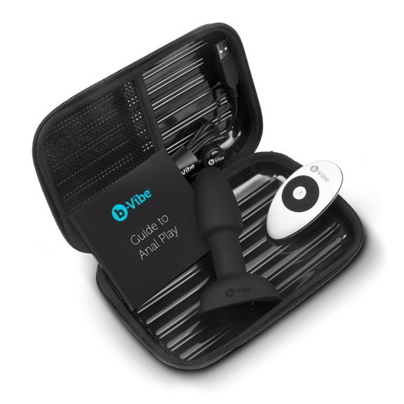 b-Vibe Rimming - analinis vibratorius su besisukančiomis granulėmis - juodas