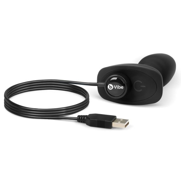 b-Vibe Rimming - analinis vibratorius su besisukančiomis granulėmis - juodas