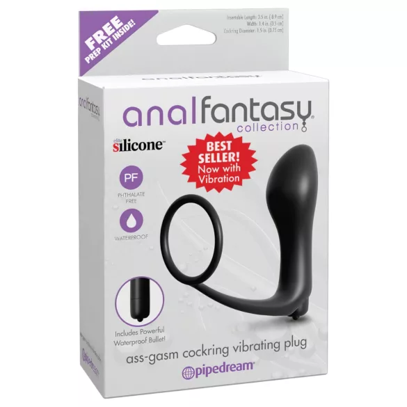 Pipedream - Analfantasy - piršto analinis vibratorius su varpos žiedu (juodas)