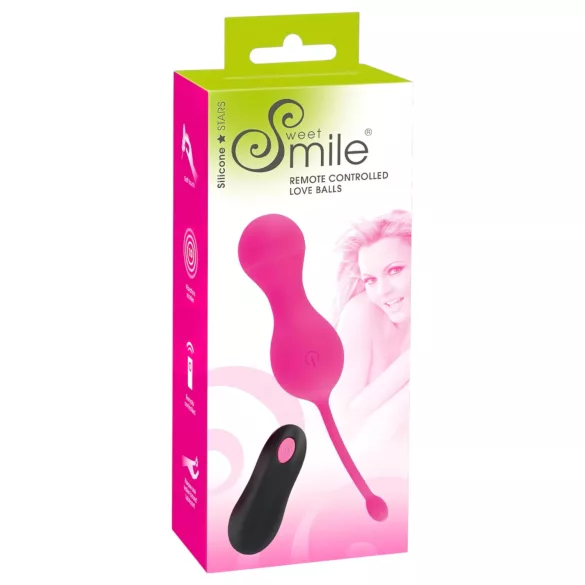 SMILE - vibruojantis kiaušinėlis su nuotoliniu valdymu, įkraunamas, rožinis