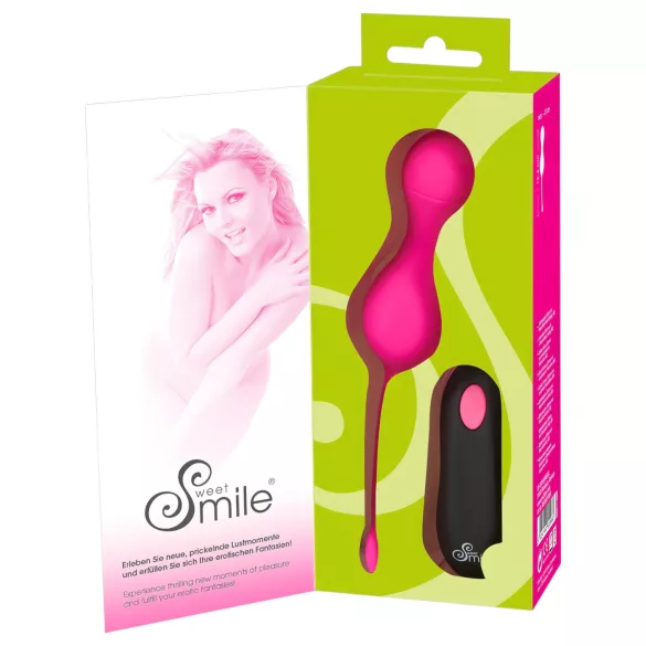 SMILE - vibruojantis kiaušinėlis su nuotoliniu valdymu, įkraunamas, rožinis