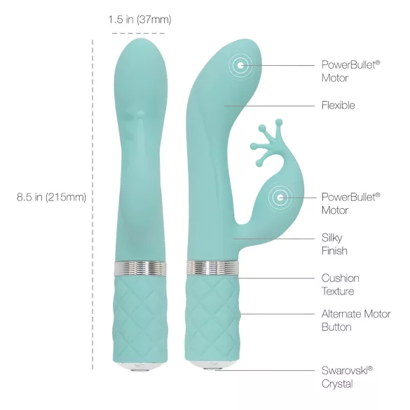 Pillow Talk Kinky - įkraunamas, 2 varikliukų G taško vibratorius (turkio spalvos)