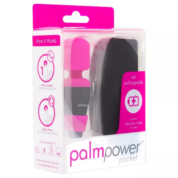 PalmPower - mini masažuoklis vibratorius - kišeninis, rožinis/juodas