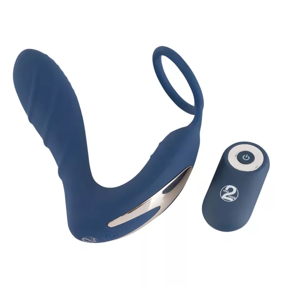 You2Toys - prostatos vibratorius su analiniu kaiščiu ir penio žiedu - mėlynas