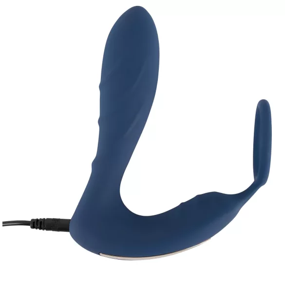 You2Toys - prostatos vibratorius su analiniu kaiščiu ir penio žiedu - mėlynas
