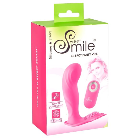 SMILE G-taško kelnaitės – įkraunamas, nuotolinis vibruojantis dirželis (rožinis)