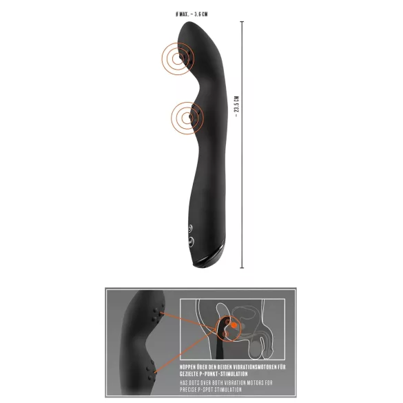 Rebel P-Spot - prostatos vibratorius su 2 varikliais - juodas