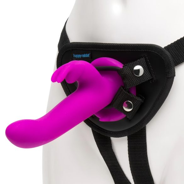 Happyrabbit - prisegamas dildo su vibracija - zuikutis - violetinis