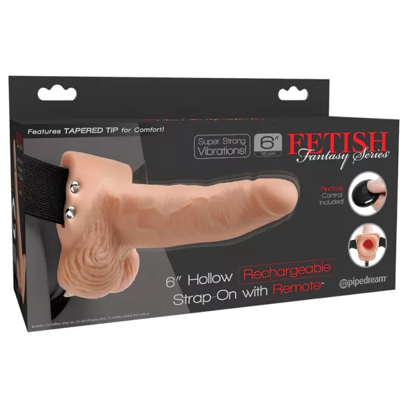 Pipedream - Fetish Strap-On 6 - prisegamas, tuščiaviduris vibratorius (kūno spalvos)