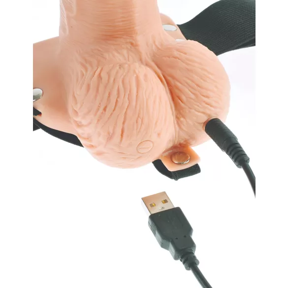 Pipedream - Fetish Strap-On 6 - prisegamas, tuščiaviduris vibratorius (kūno spalvos)
