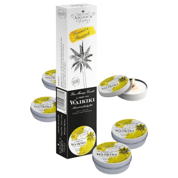 Petits Joujoux Waikiki masažo žvakė - kokosai ir ananasai (5x43ml)