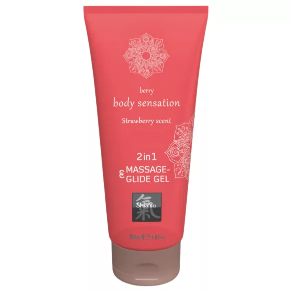 HOT - Shiatsu 2 in 1 braškių kvapo masažo lubrikantas (200 ml)