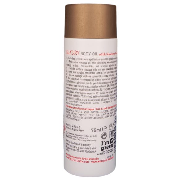 Shiatsu Luxury - valgomas masažo aliejus - braškių ir raudonųjų pipirų, 75 ml