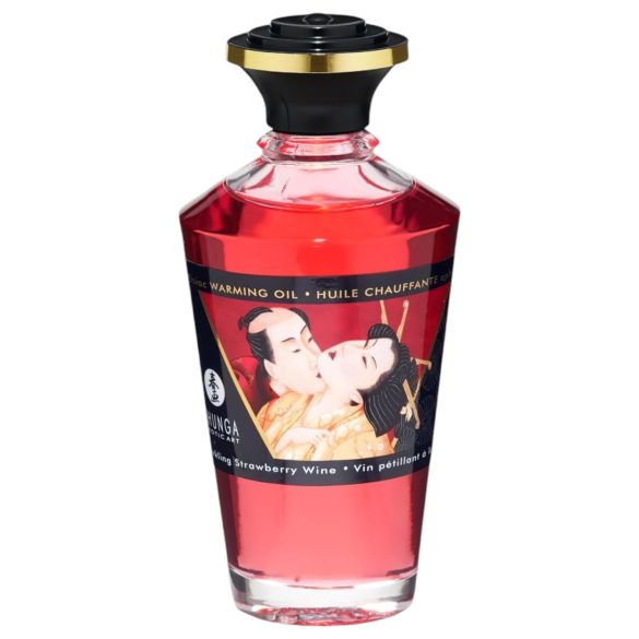 Shunga – šildantis masažo aliejus – šampano ir braškių aromatas (100 ml)
