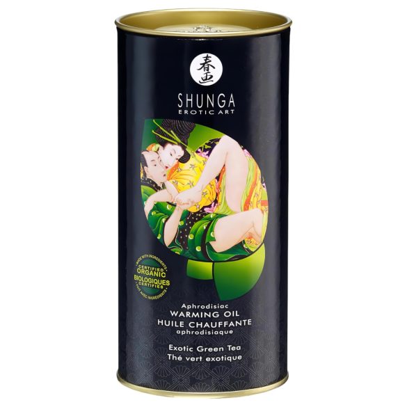Shunga - šildantis masažo aliejus - žalioji arbata - 100 ml