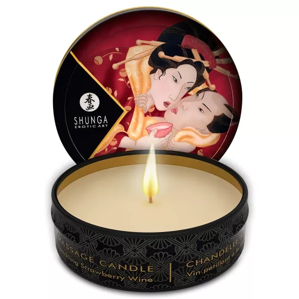 Shunga - masažo žvakė - braškių aromatas - 30 ml
