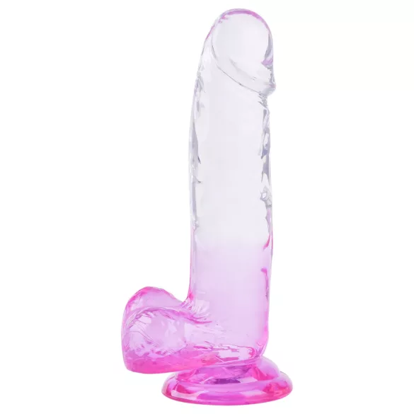 Sunfo - dildo su sėklidėmis ir siurbtuku - 22 cm - permatomas violetinis