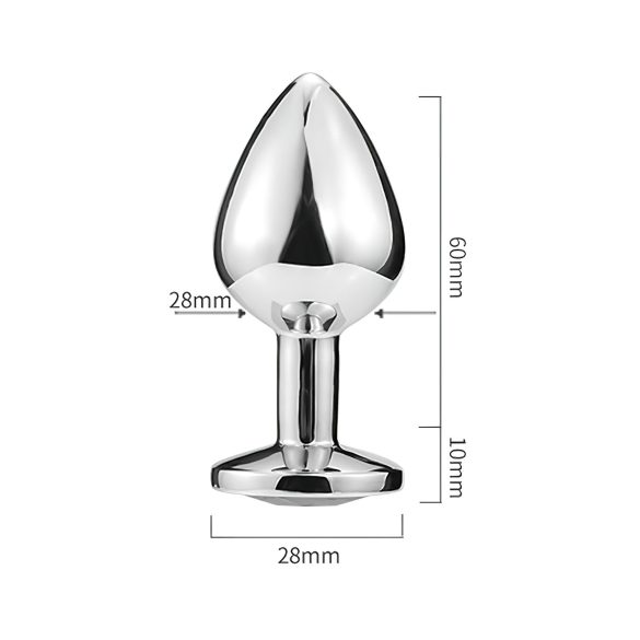 Sunfo - metalinis analinis kaištis su širdelės formos akmeniu (sidabrinis-baltas)