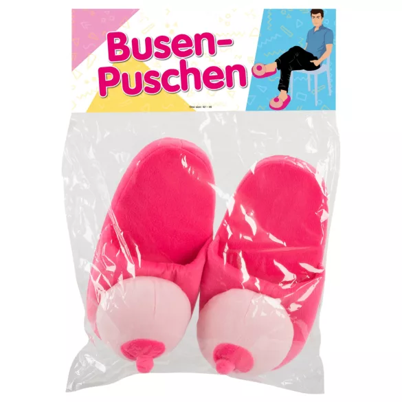 Pliušinės šlepetės - krūtų forma - rožinės