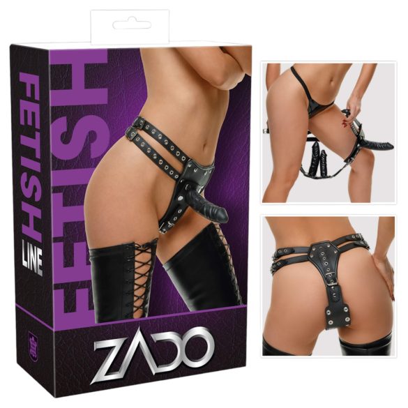 ZADO - odinė apatinė dalis su 2 vidiniais dildo (juoda)