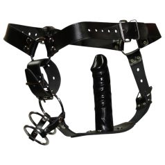 ZADO - odinė stringa su dildo, 3 penio žiedai - L/XL