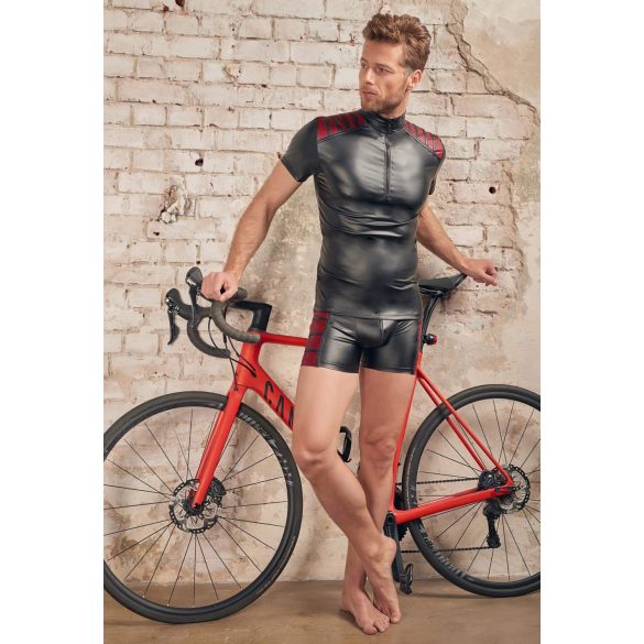 NEK - vyriškas džemperis su užtrauktuku - raudonos detalės - juodas - L