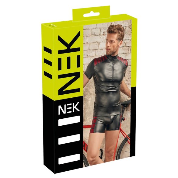 NEK - vyriškas užtrauktuku megztinis su raudonais akcentais (juodas) - XL