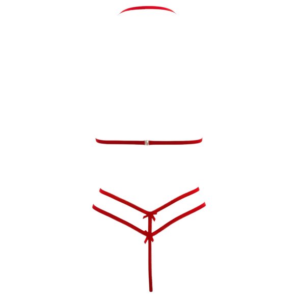 Cottelli - atvira liemenėlė ir kelnaitės rinkinys - raudona nėriniai - M