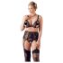 Cottelli Plus Size - Nėrinių apatiniai trio (juoda)