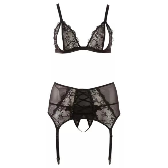 Cottelli Plus Size - nėrinių apatinio trikotažo rinkinys - juoda