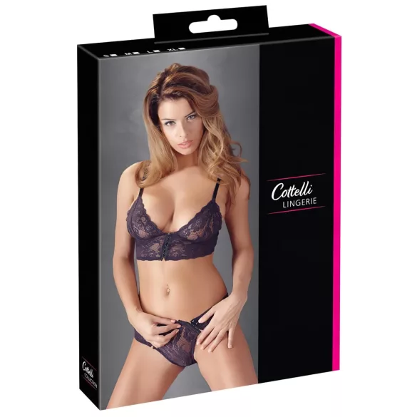 Cottelli - nėriniuota liemenėlės rinkinys - gėlėtas raštas - violetinė - L