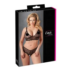   Cottelli Plus Size - nėriniuota liemenėlės rinkinys - juoda - XXL
