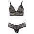 Cottelli Plus Size - nėriniuota liemenėlės rinkinys - juoda - XXL