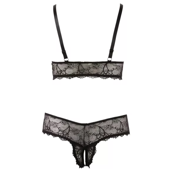 Cottelli Plus Size - nėriniuota liemenėlės rinkinys - juoda - XXL