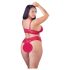 Cottelli Plus - švelnus nėrinių liemenėlės komplektas (raudonas) - 4XL