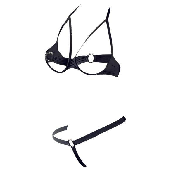 Cottelli - liemenėlės ir kelnaičių rinkinys su metaliniais žiedais - juoda - 85B/L