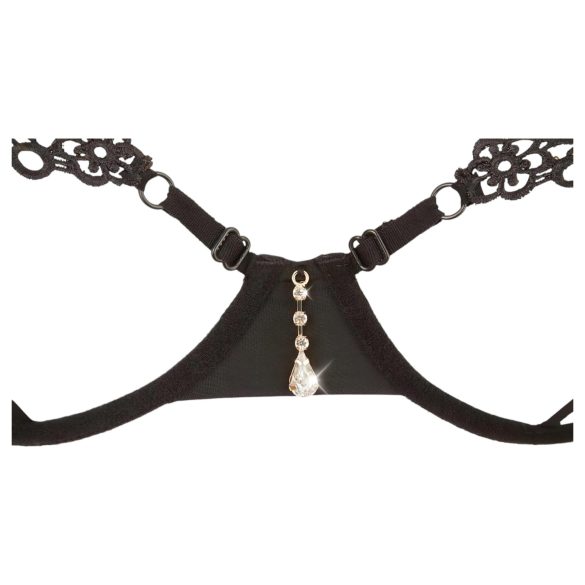 Cottelli - išsiuvinėtų liemenėlių rinkinys - blizgus - juodas - L