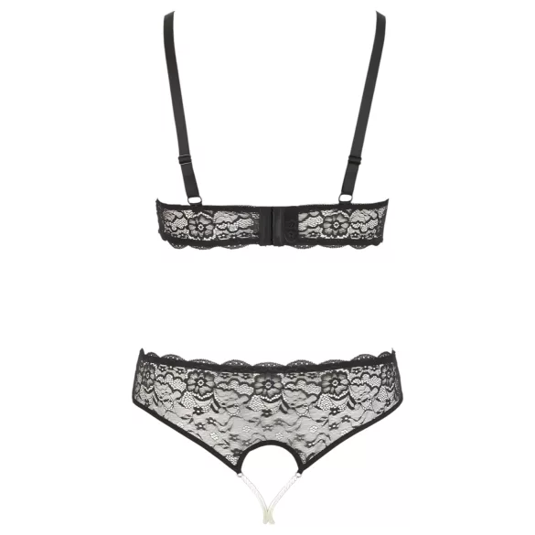 Cottelli Plus Size - liemenėlių rinkinys su perlais - juodas