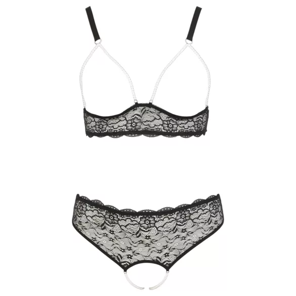 Cottelli Plus Size - liemenėlių rinkinys su perlais - juodas