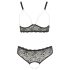 Cottelli Plus Size - perlais papuoštas liemenėlės rinkinys (juoda) - XL