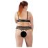 Cottelli Plus Size - perlinis liemenėlės komplektas (juodas) - 2XL