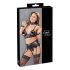 Cottelli Bondage - nėrinių blizgi apatinio trikotažo rinkinys (4 dalys) - XL