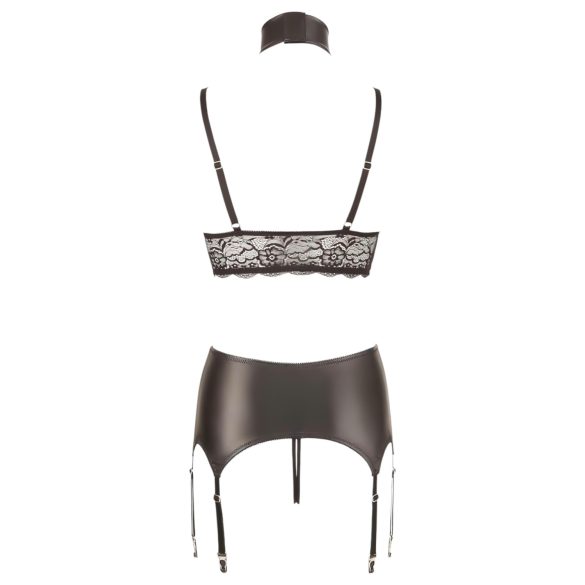 Cottelli Bondage - blizgūs nėriniuoti apatiniai rinkinys 4 dalių - XL