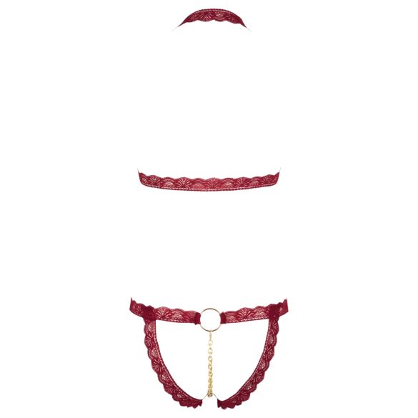 Cottelli - atviras liemenėlės ir kelnaičių rinkinys su metaliniais žiedais