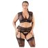 Cottelli Plus Size - blizgantis nėrinių apatinių rinkinys (juoda)