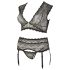 Cottelli Plus Size - blizgantis nėrinių apatinių rinkinys (juoda)